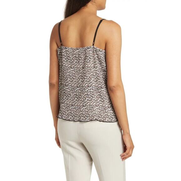 Everleigh Women Animal Printed Lace Trim Crinkle Release Pleate Cami Top Size M - Picture 2 of 2